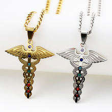Caduceus Wings 7 Chakras Rhinestones Spiritual