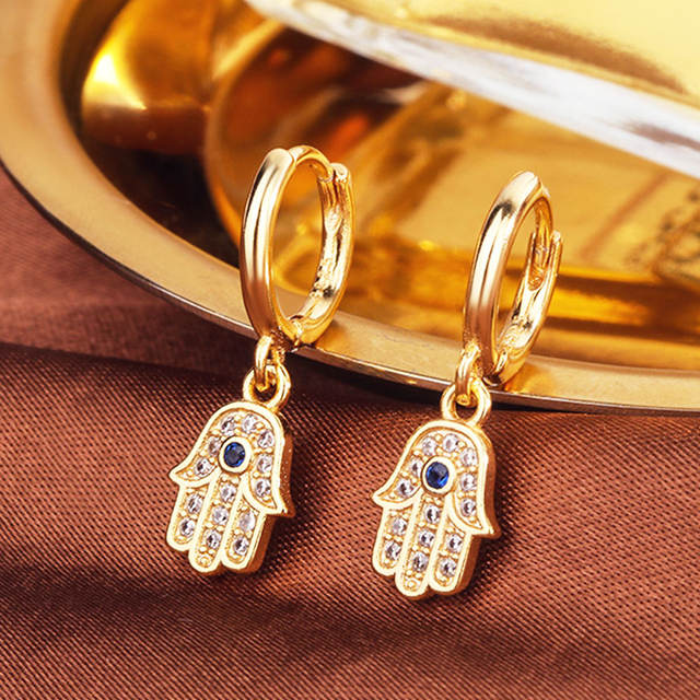 Turkish Demon Eye Earring Fatima Hand