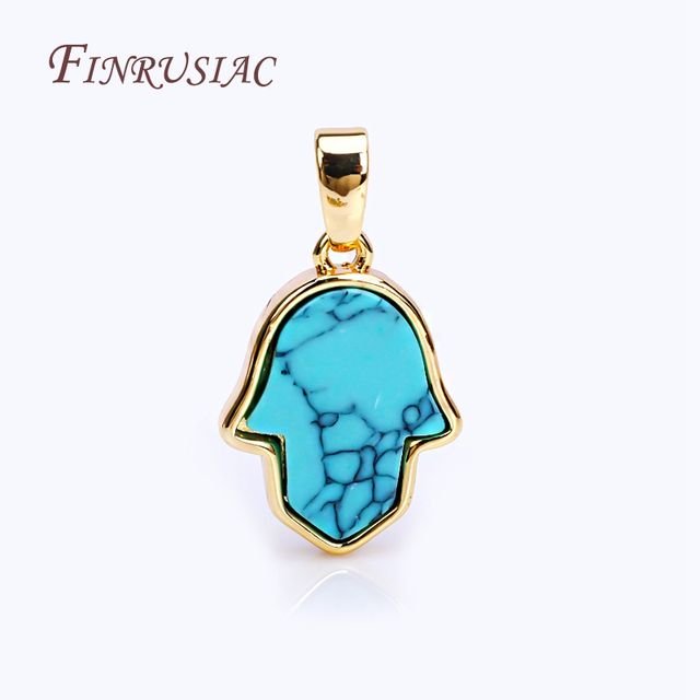18K Gold Plated Turquoise Hamsa Charms