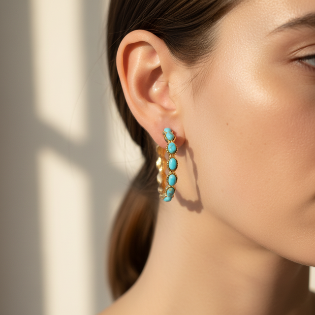 Celestial Oasis: Gilded Pearl & Turquoise