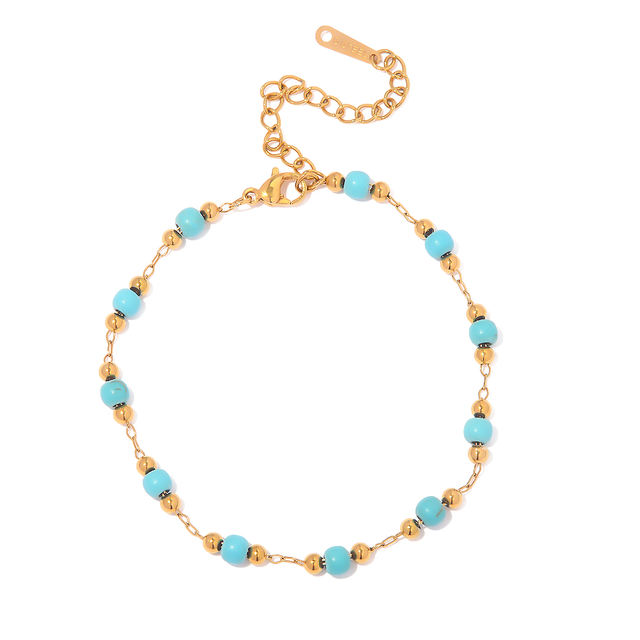 Azure Whisper: Gilded Turquoise Aegis Bracelet