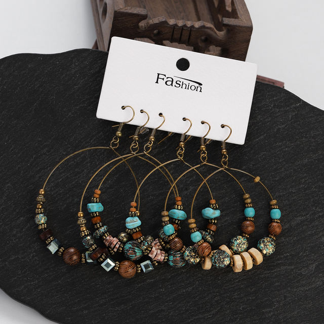 Vintage Round Circle Dangle Earrings Female