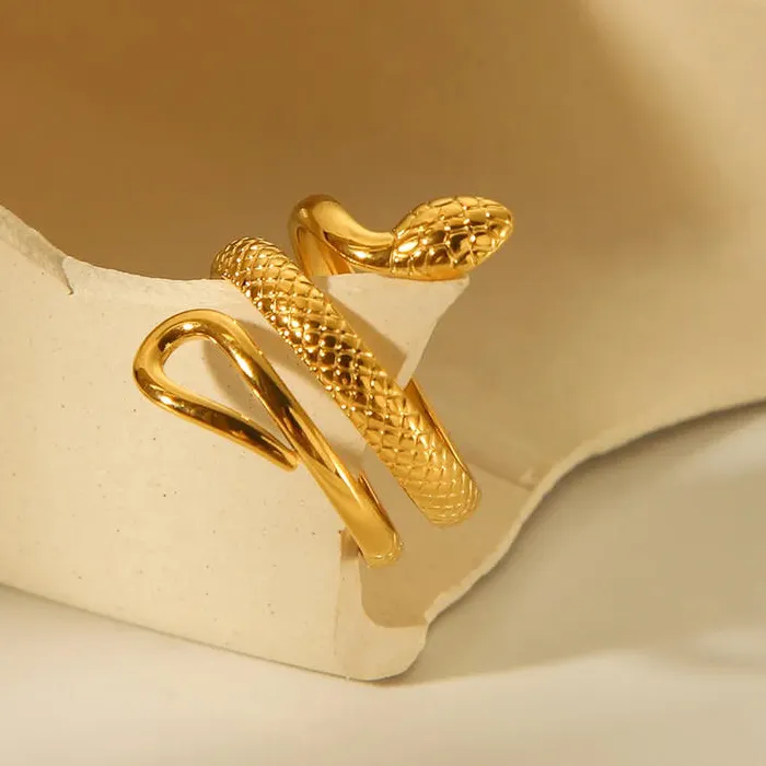 18K Gold Plated Snake Ring, Wide