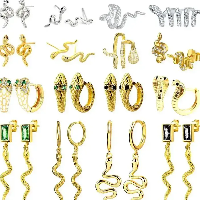 925 Silver Needle Snake Earrings Trend