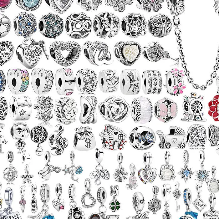 Sparking Silver Plated Dangle Charm Beads