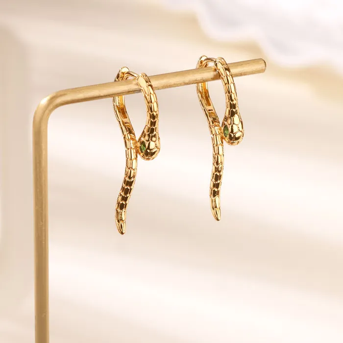 Punk Vintage Snake Earrings Gold Snake