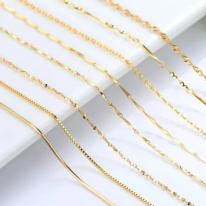 Genuine 14k Gold Necklace Wave Chain