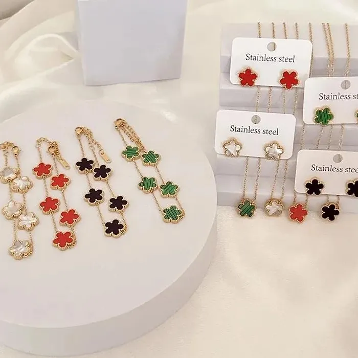 Gold Plated Lucky Five Leaf Flower