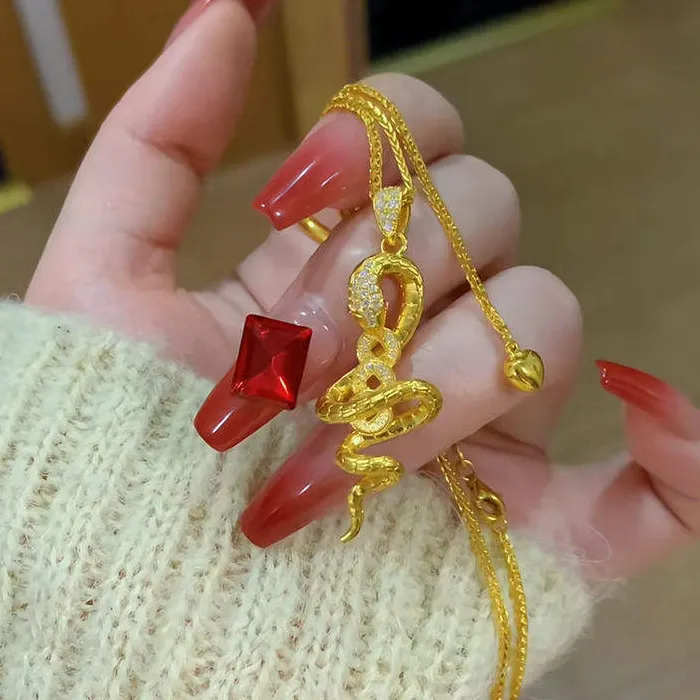 14K Gold Serpent Pendant Zodiac Necklace
