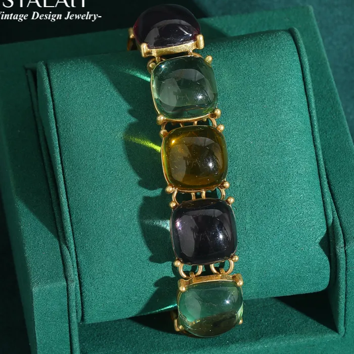 18K Gold Plated Multi- Amber Bracelet