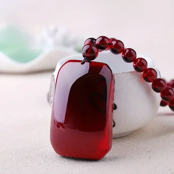 Elegant Blood Red Amber Resin Pendant