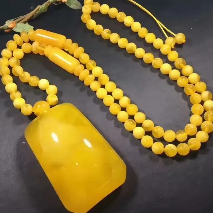 Baltic Amber Pendant Necklace Sweater Chain