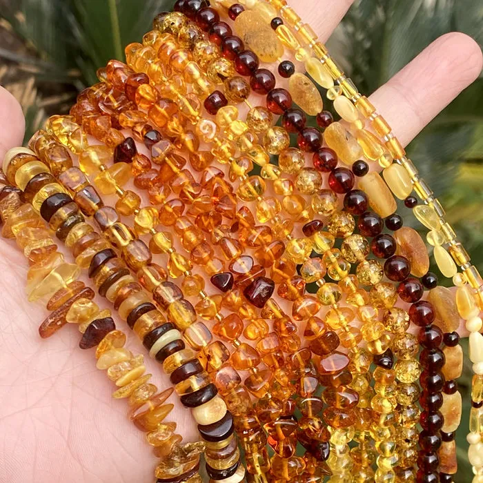 Amber Round Irregular Chip Tube Rondelle