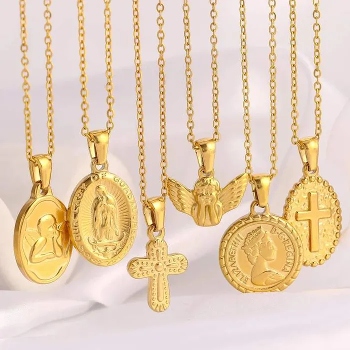 Religious Cross/Virgin Mary/Angel/Queen Pendant Necklace Amulet
