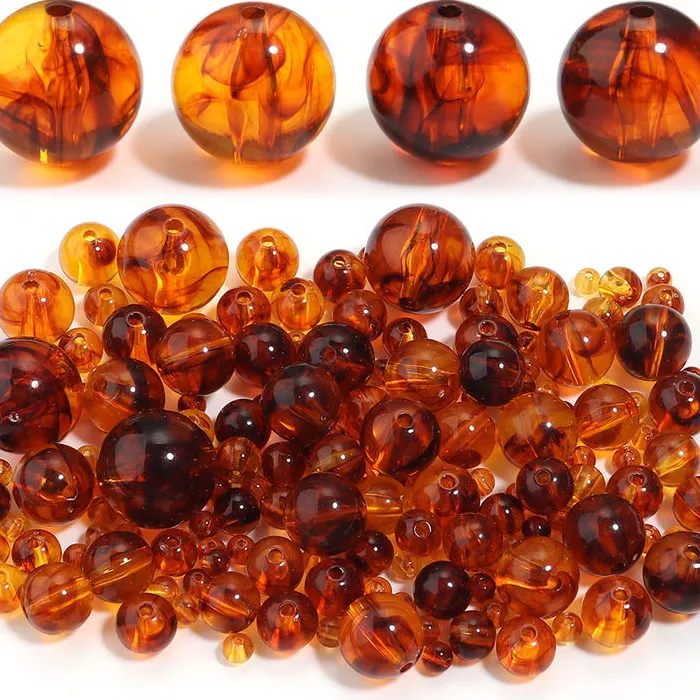10-200pcs/lot 6-20mm Amber Beads Acrylic Beads