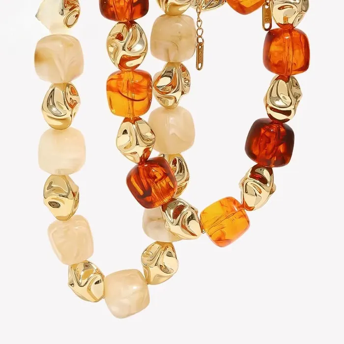 18K Gold Plated Acrylic Amber Bead