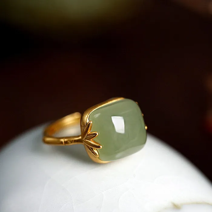 PANJBJ 925 Sterling Silver Jade Geometric