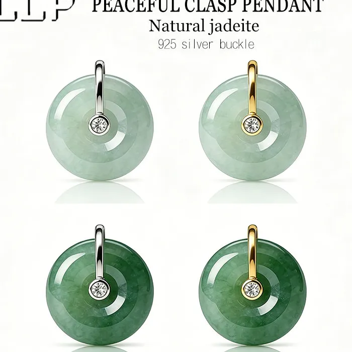 Green Jade Peace Buckle Pendant ,