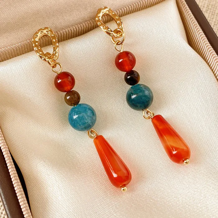 Retro Jade Earrings Chinese Beads Earrings