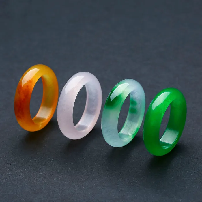 6mm Jade Gemstone Ring Plain Green