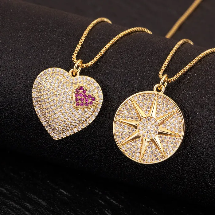 Sun/Love Heart Shape Light Pendant Necklace