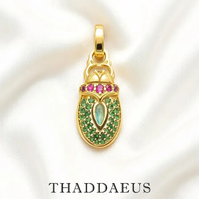 Pendant Gold Scarab Sun Beetle 925