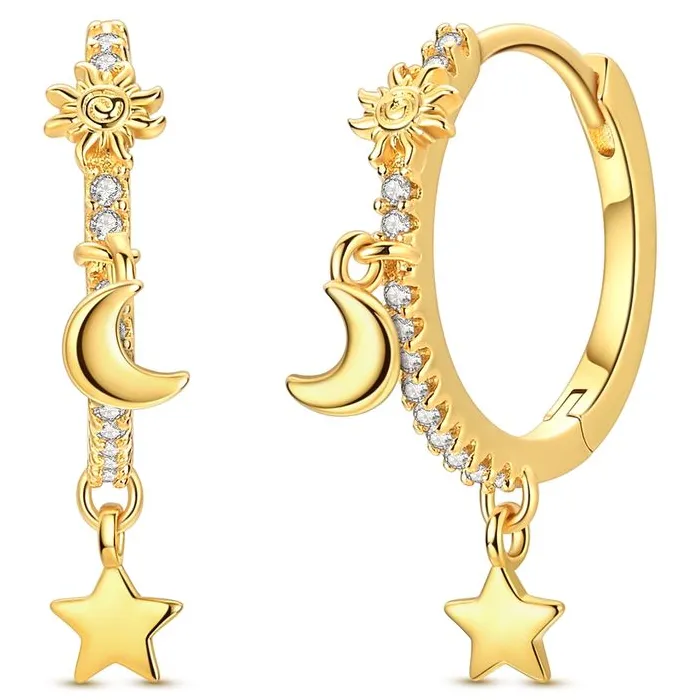 925 Sterling Silver Gold Sun Moon