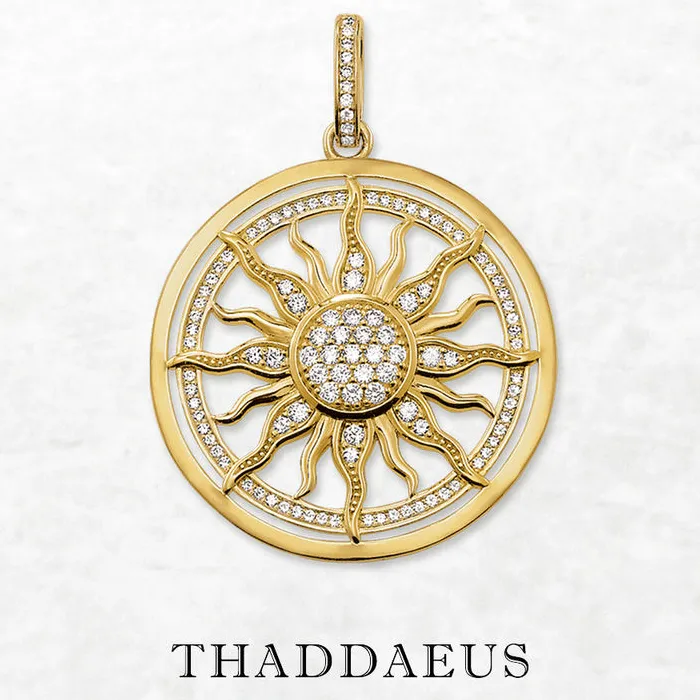 Pendant Gold Amulet Sun,Fashion Glam 925