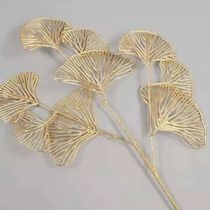 5PC Artificial Gold Ginkgo Eucalyptus Holly