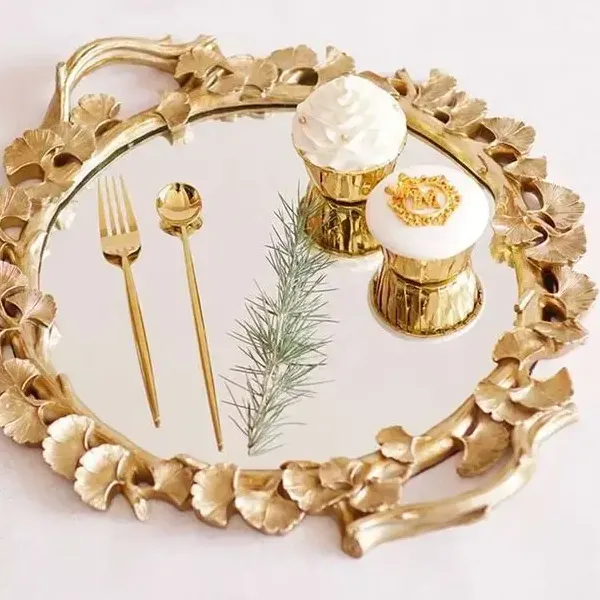 Nordic European Decoration Plate Round Ginkgo