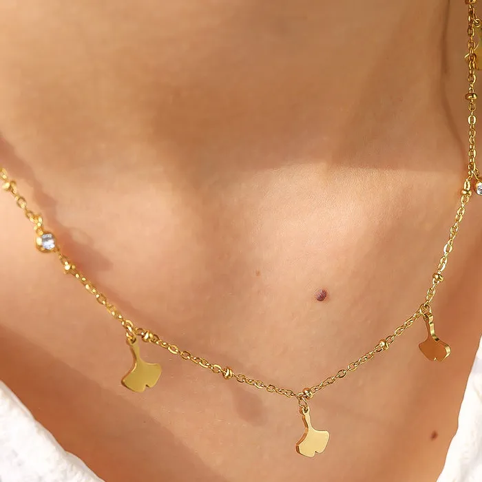 WILD & Necklace Ginkgo Leaf Crystal