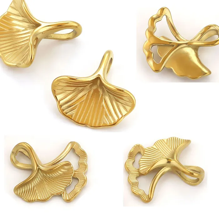 Golden Ginkgo Leaf Charm Pendants Leaves