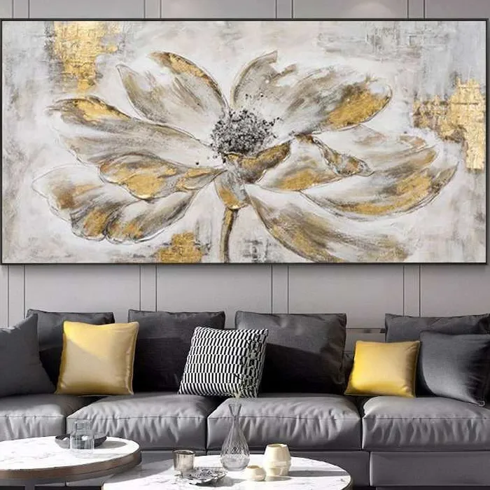 Gold Leaf Flower Hand Painted Oil