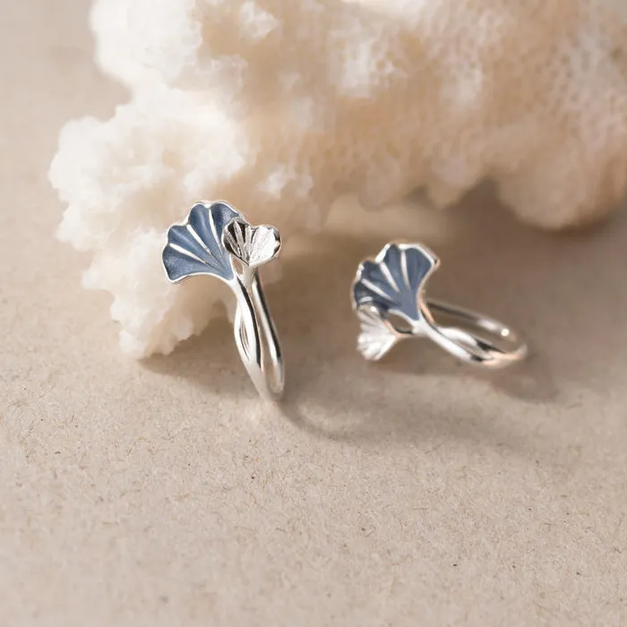 925 Sterling Silver Drip Glue Ginkgo