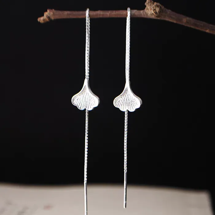 925 Silver Ginkgo Leaf Ear Wire