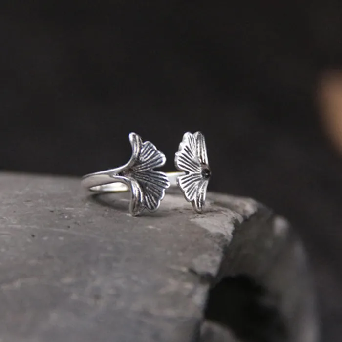 925 Sterling Silver Ginkgo Biloba Leaves