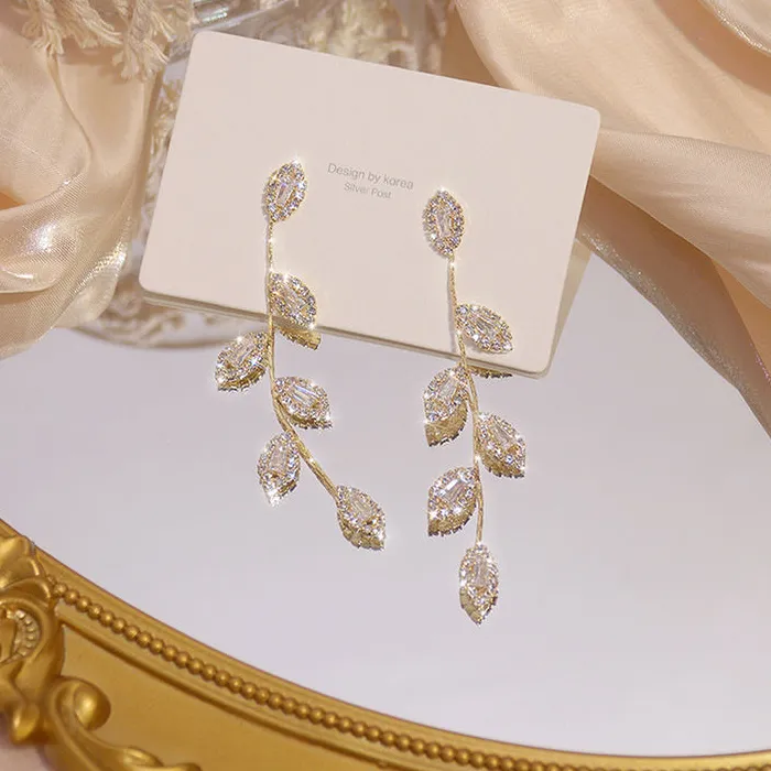 14K Gold Plated Leaves Earring Delicate