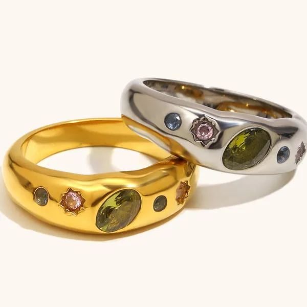 Geometric Ring Gold Plated Fashion Jewelry