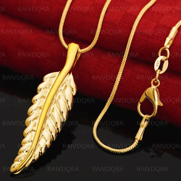 18K Gold Plated Leaf Chain Pendant