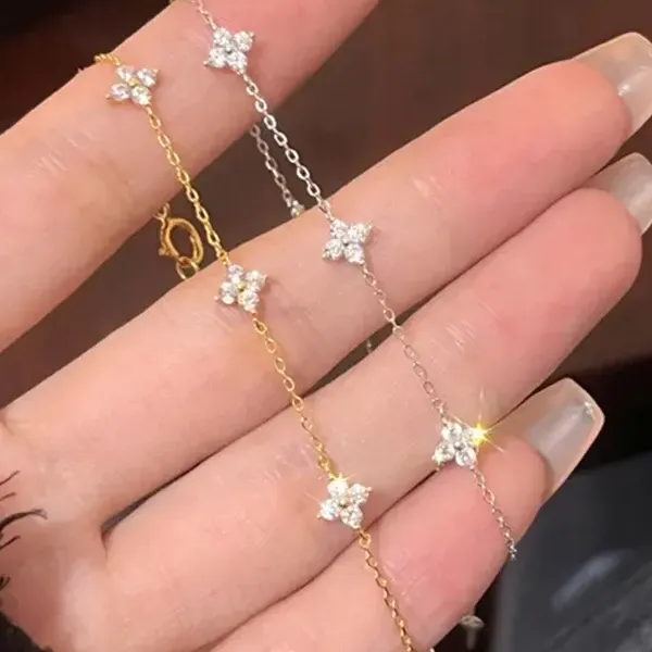 925 Silver Plated Four-leaf Flower Bracelet