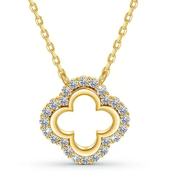 Gold Four Leaf Clover Necklace Stones