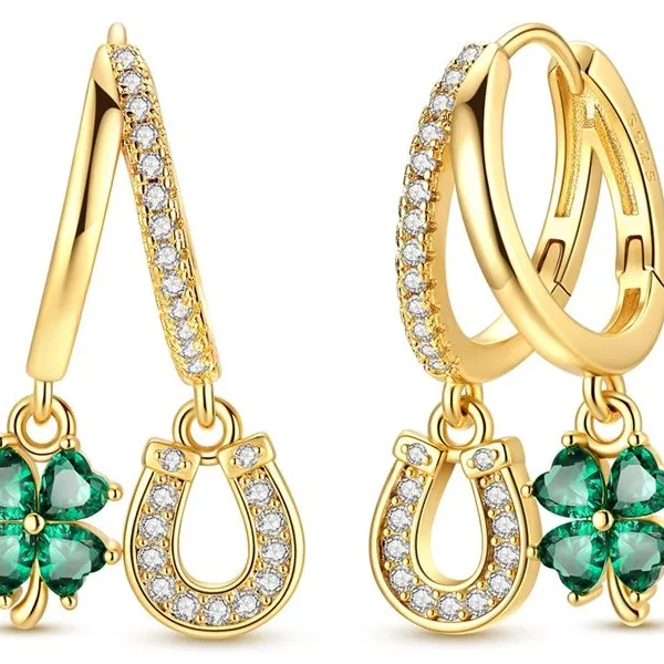 925 Sterling Silver Earrings Gold Ring
