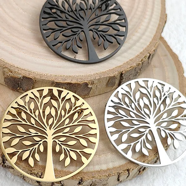 tree of life gold-plated collar pin