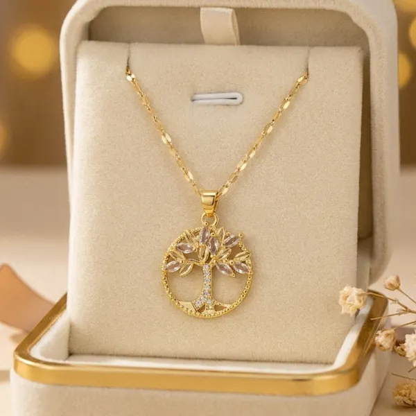 Tree of Life Circle Pendant Necklace