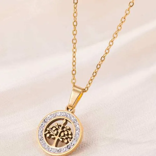 Inlaid Tree of Life Pendant Necklace