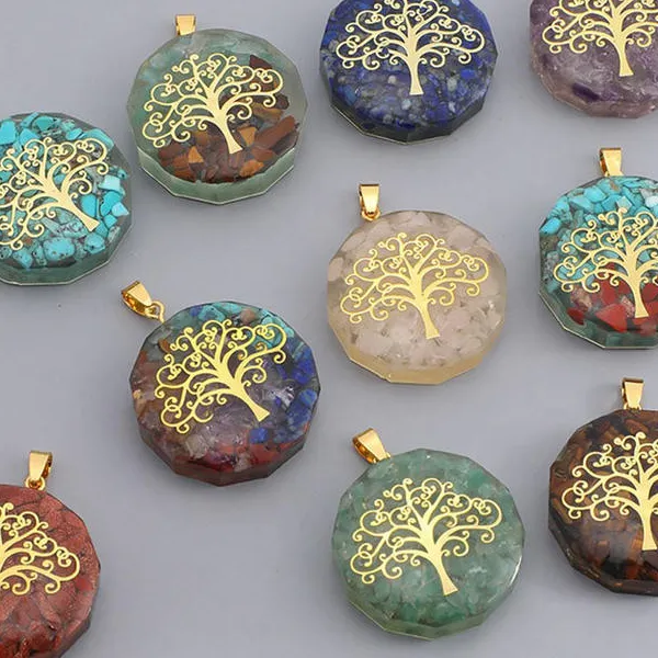 Crushed Pendants Circular Tree of Life