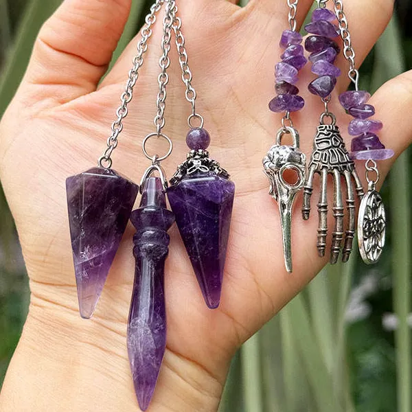 Cone Pendant Clear Quartz Amethysts Crystal