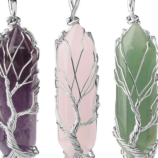 CSJA Crystals Necklace Crystal Pendant Hexagonal