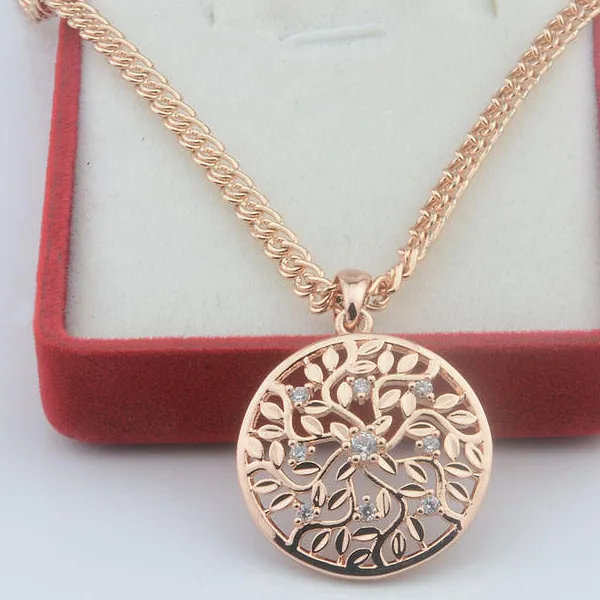 FJ Rose Gold Round Tree Shaped