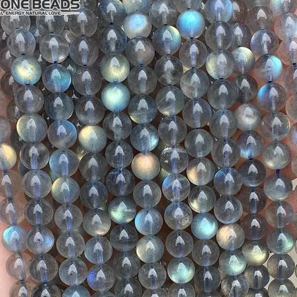 Gray Labradorite Beads Round Loose Spacer